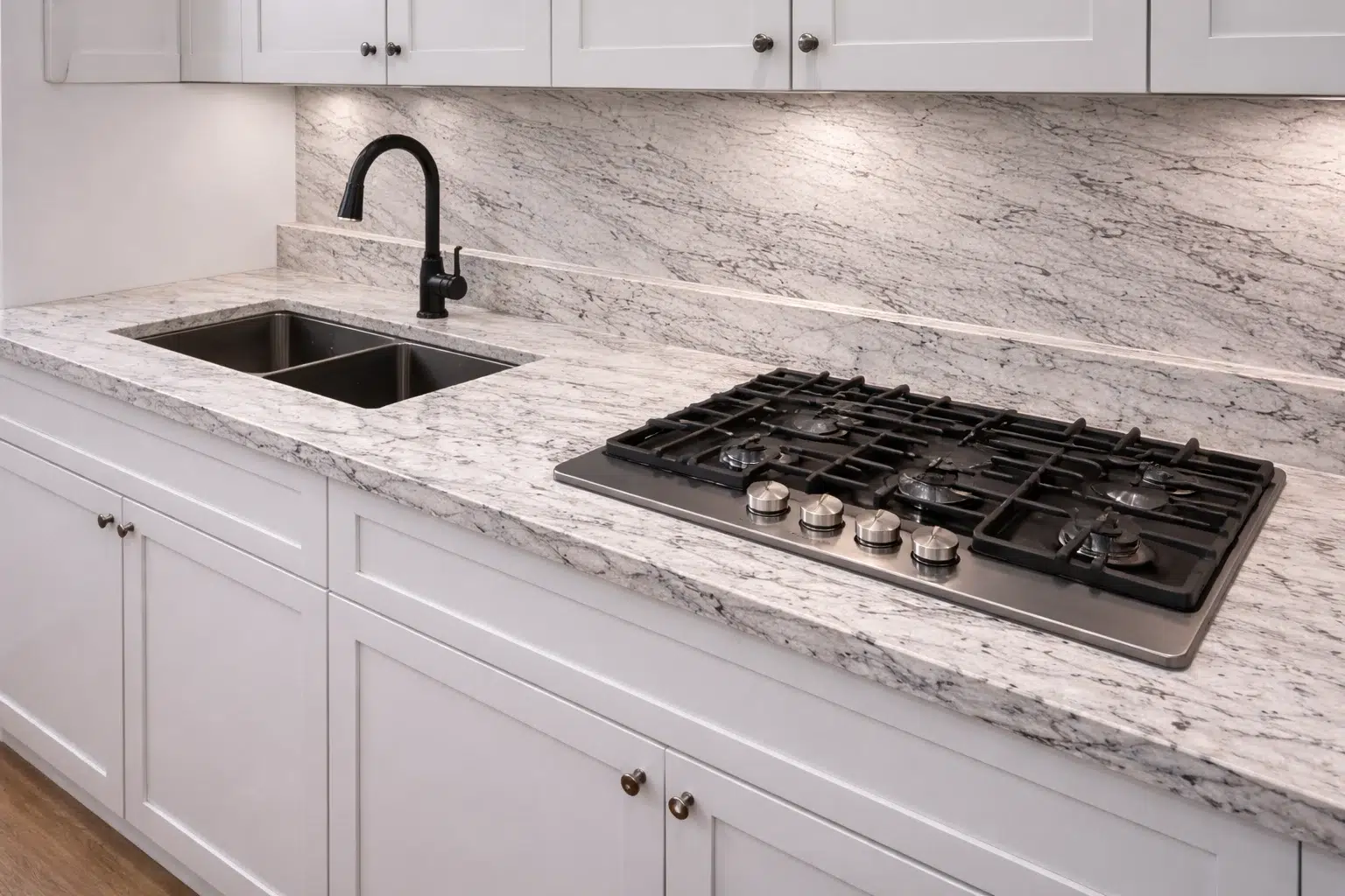 river white granite kitchen worktops installed in Essex